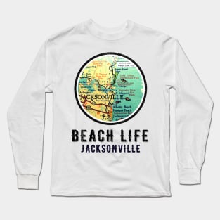 Jacksonville Florida Vintage retro Old Map Long Sleeve T-Shirt